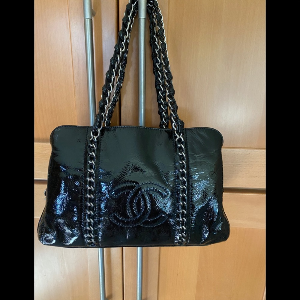 Patent Black Chanel Luxe Ligne Tote! AUTHENTIC!